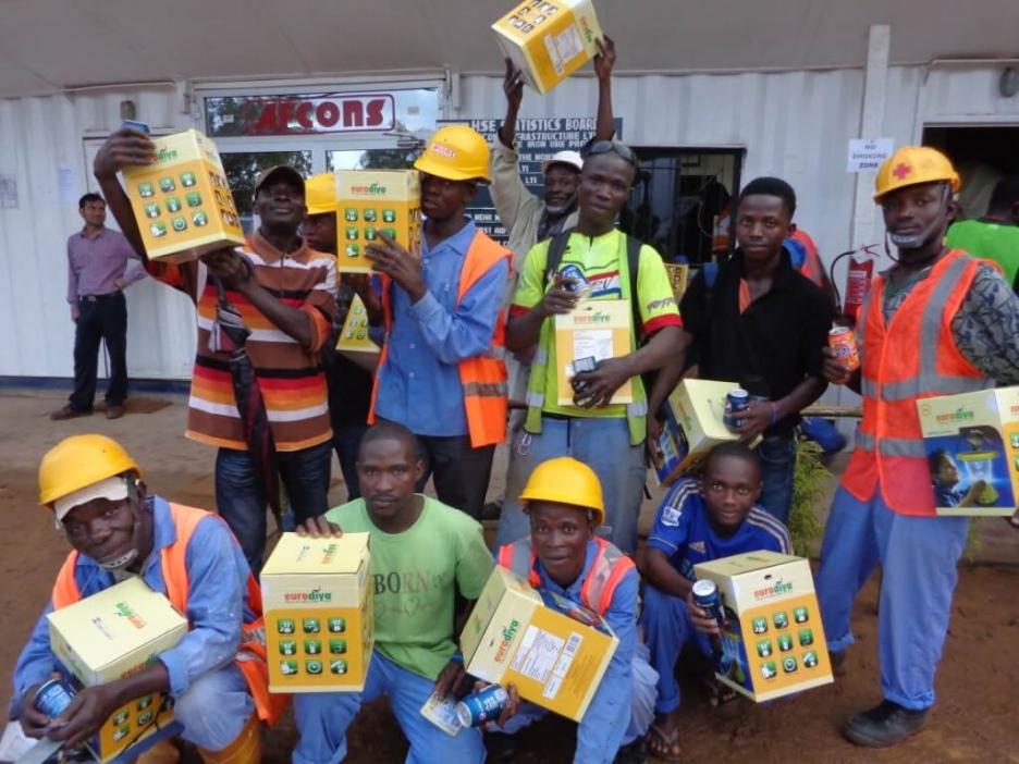 Solar lamps being distributed among Afcons workers