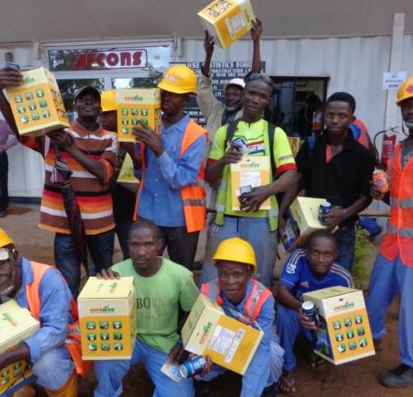 Solar lamps being distributed among Afcons workers